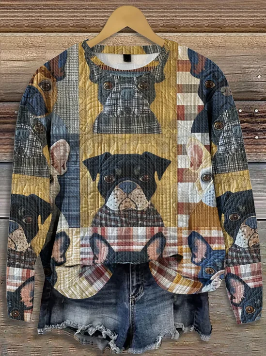 Lässig Rundhals Tier Sweatshirt