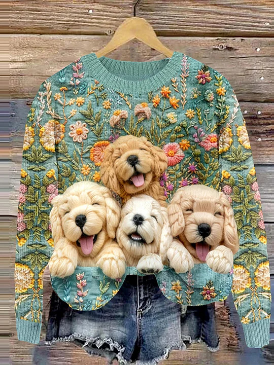 Lässig Rundhals Tier Sweatshirt