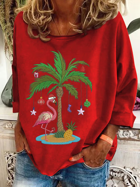 Lässig Rundhals Weihnachten Sweatshirt
