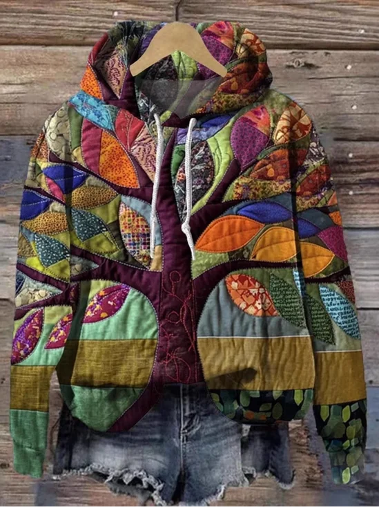 Lässig Kapuze Geblümt Sweatshirt