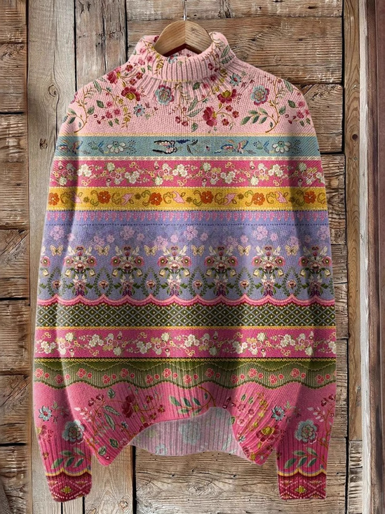 Lässig Rollkragen Geometrisch Sweatshirt