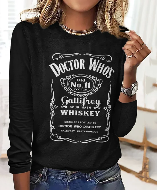 Retro Kariert Rundhals Langarm T-Shirt