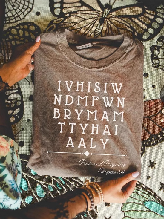 Lässig Buchstabenmuster Rundhals Kurzarm T-Shirt