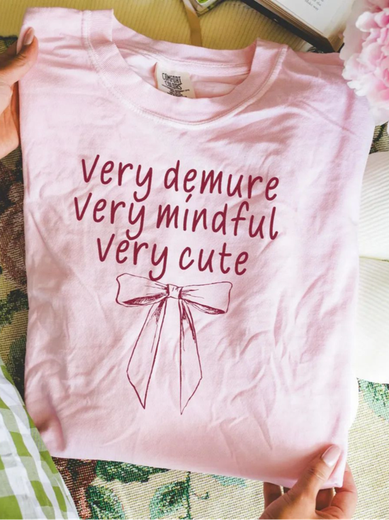 Lässig Buchstabenmuster Rundhals Kurzarm T-Shirt