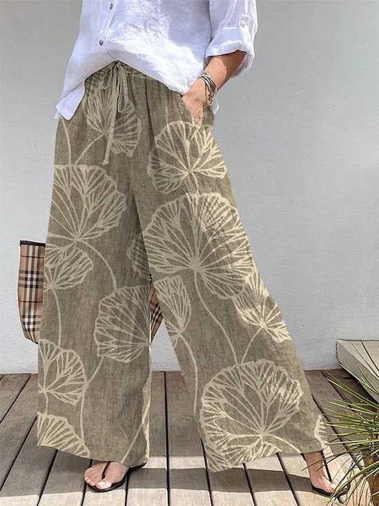 Retro Blätter Lang Hose