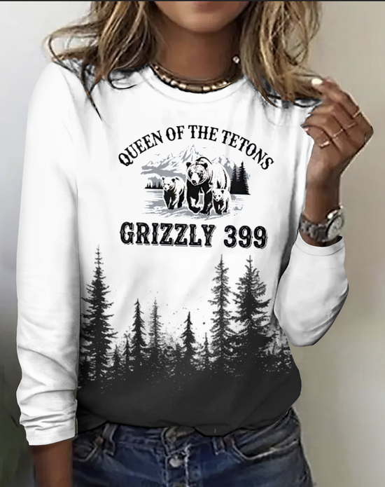 Retro Kariert Rundhals Langarm T-Shirt