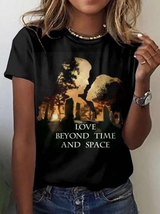 Retro Tier Rundhals Kurzarm T-Shirt