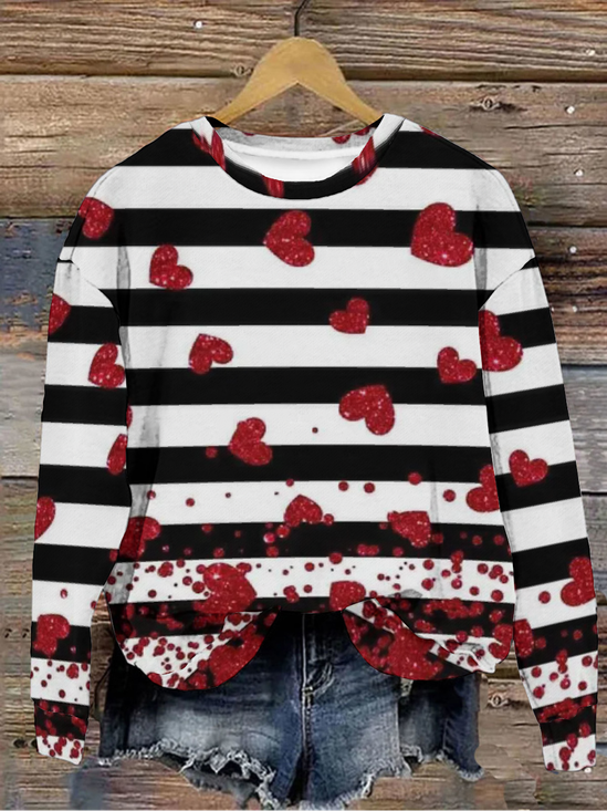 Lässig Rundhals Herz/Herz Sweatshirt