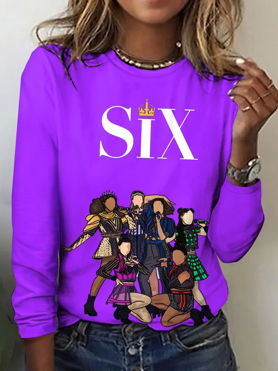 Retro Kariert Rundhals Langarm T-Shirt