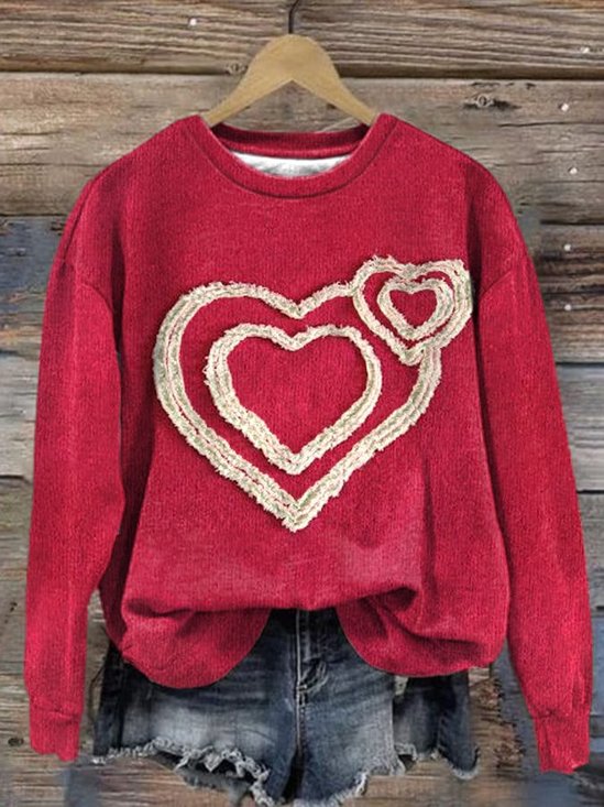 Retro Rundhals Herz/Herz Sweatshirt