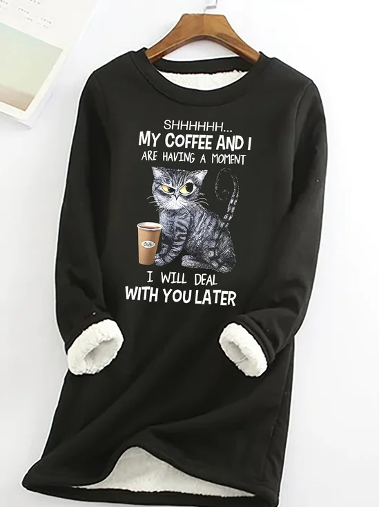 Lässig Rundhals Textbriefe Sweatshirt