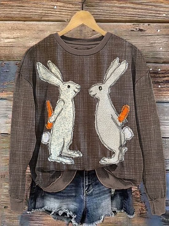 Retro Rundhals 3d Drucken Sweatshirt