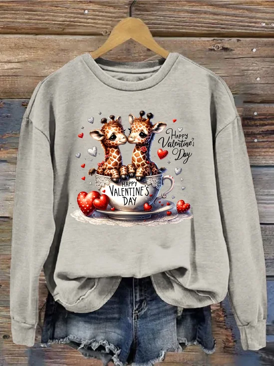Lässig Rundhals Hirsch Sweatshirt