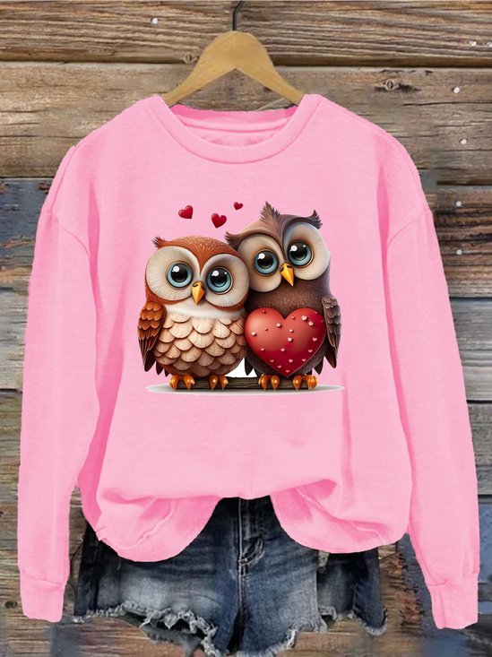 Lässig Rundhals Vogel Sweatshirt