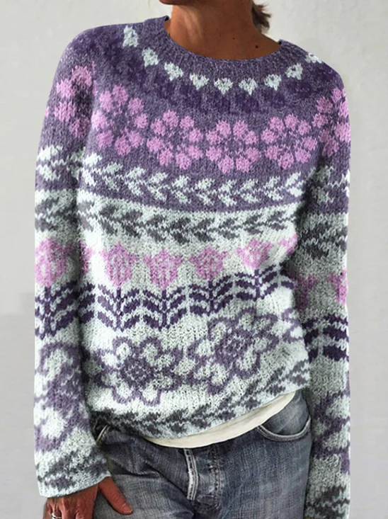 Damen Wolle/Stricken Tier Langarm Bequem Lässig Pullover
