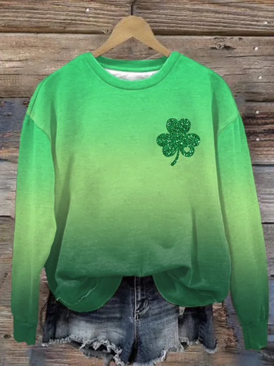 Lässig Rundhals Kleeblatt Sweatshirt