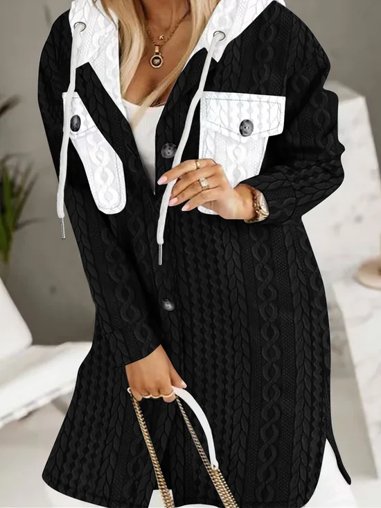 Damen Farbblock Regelmäßig Weit Jacke