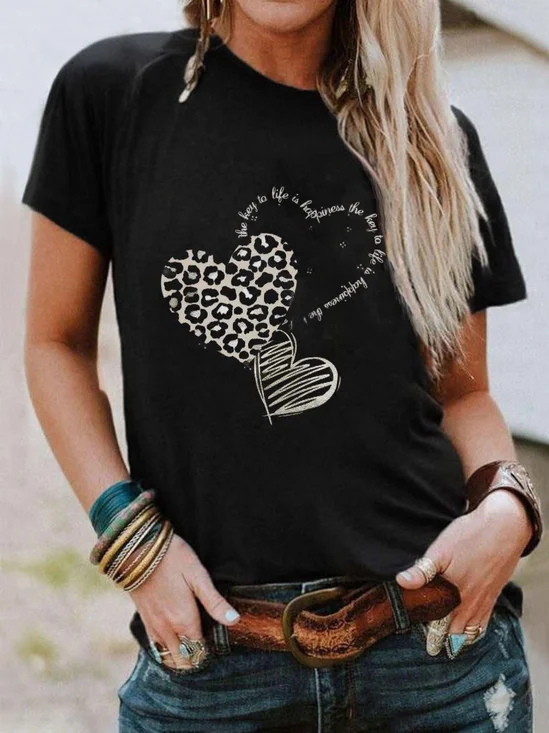 Retro Valentinstag Rundhals Kurzarm T-Shirt