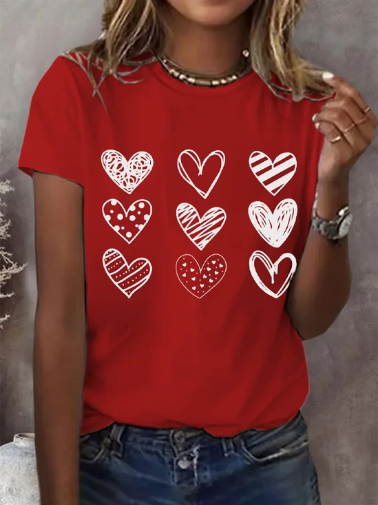 Lässig Herz/Herz Rundhals Kurzarm T-Shirt