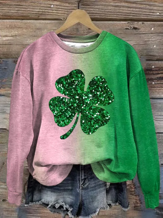 Lässig Rundhals Farbverlauf Sweatshirt Print
