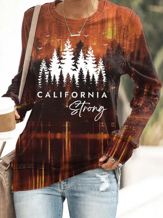 Retro Rundhals Landschaft Sweatshirt