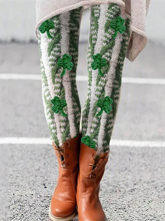 Lässig Geblümt Lang Leggings