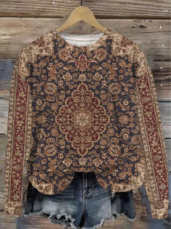 Lässig Rundhals Geometrisch Sweatshirt Print
