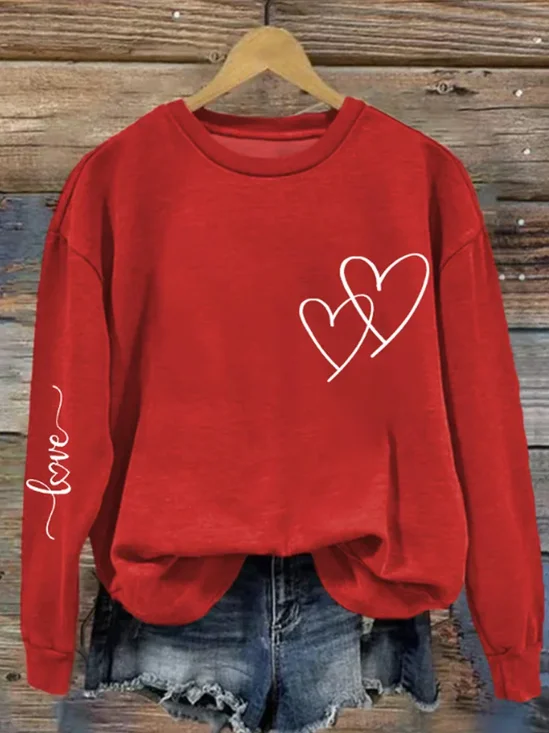 Lässig Rundhals Textbriefe Sweatshirt Print