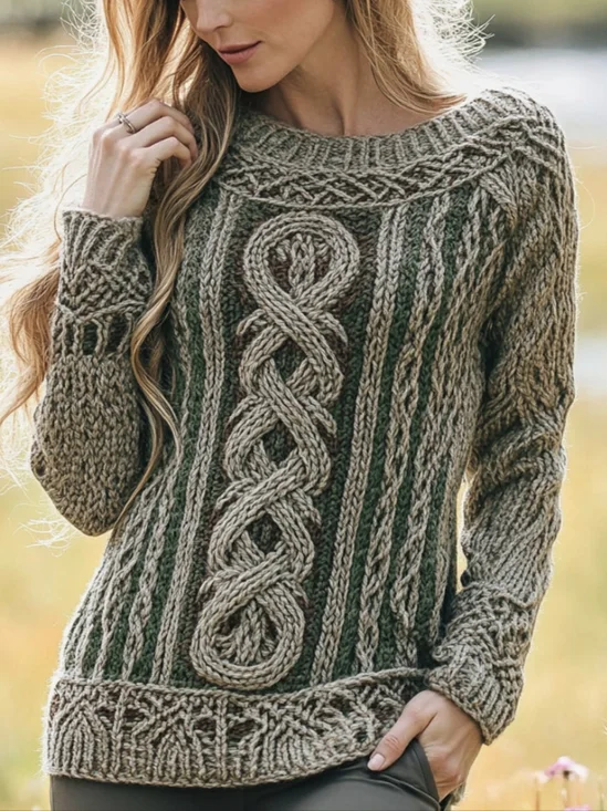 Damen Wolle/Stricken Tier Langarm Bequem Lässig Pullover