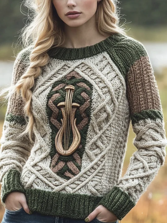 Damen Wolle/Stricken Tier Langarm Bequem Lässig Pullover