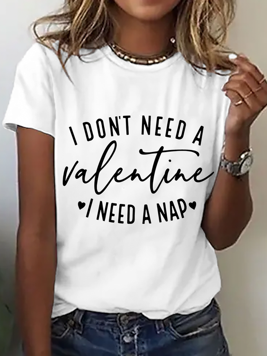 Lässig Textbriefe Rundhals Kurzarm T-Shirt