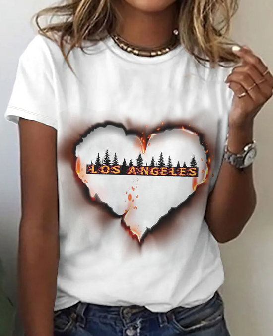 Lässig Herz/Herz Rundhals Kurzarm T-Shirt