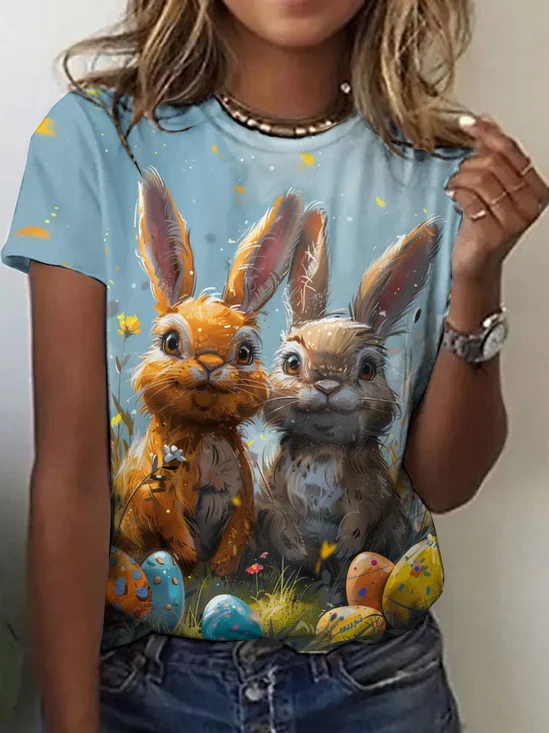 Retro Tier Rundhals Kurzarm T-Shirt