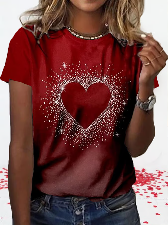 Lässig Herz/Herz Rundhals Kurzarm T-Shirt