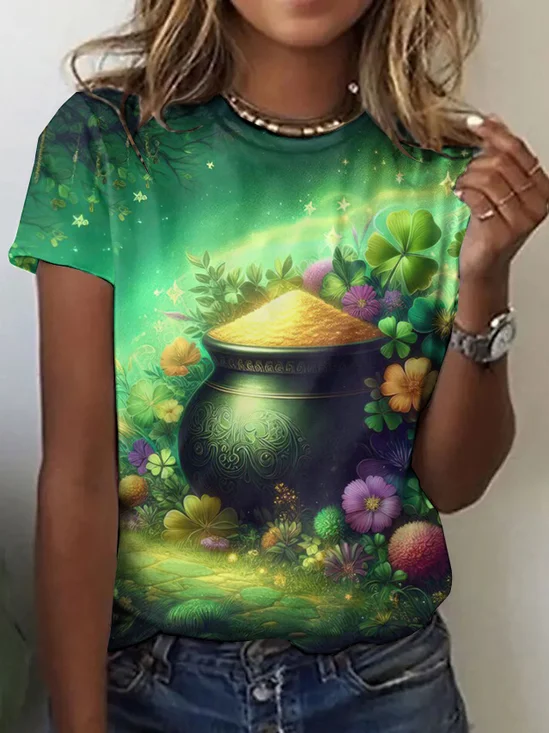 Retro Tier Rundhals Kurzarm T-Shirt
