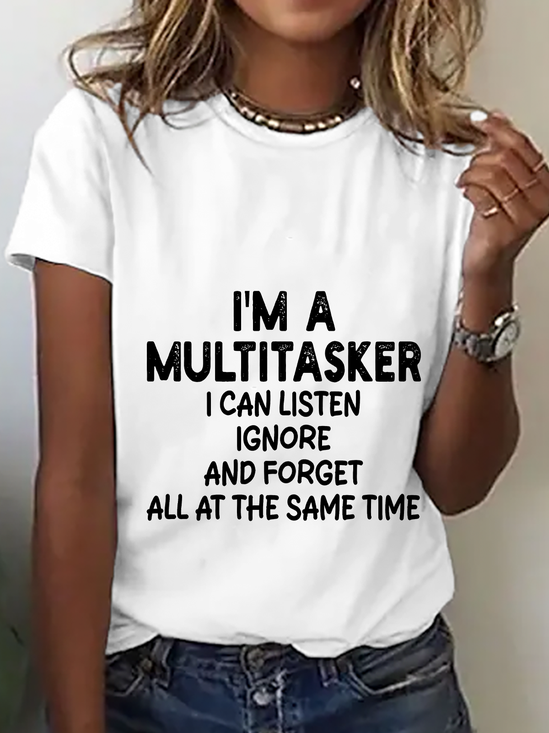 Lässig Textbriefe Rundhals Kurzarm T-Shirt