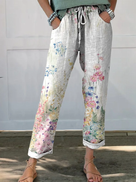 Damen Geblümt Knöchelhose Hose Lässig Frühling/Herbst Hose