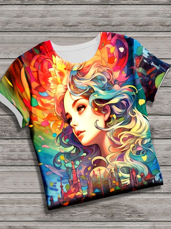 Retro Tier Rundhals Kurzarm T-Shirt