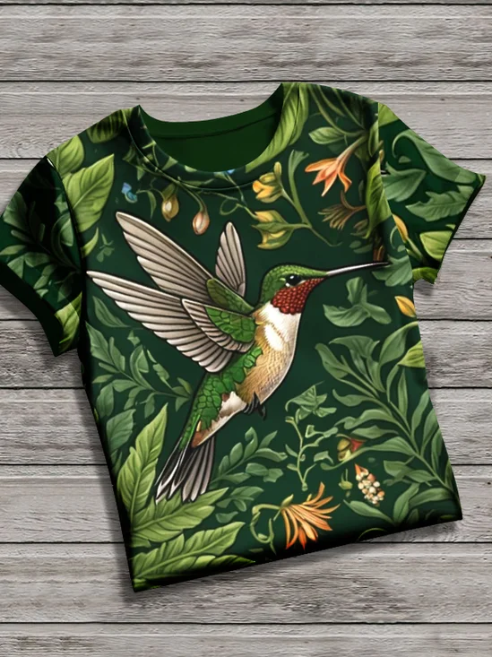 Retro Tier Rundhals Kurzarm T-Shirt