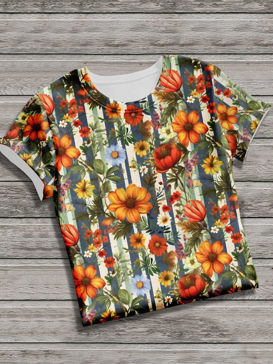 Retro Tier Rundhals Kurzarm T-Shirt