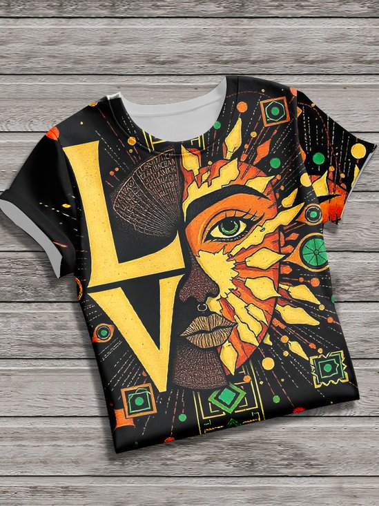 Retro Tier Rundhals Kurzarm T-Shirt