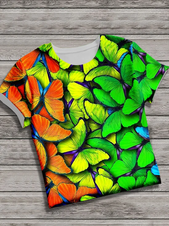 Retro Tier Rundhals Kurzarm T-Shirt