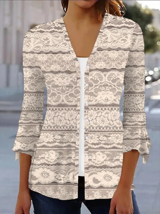 Damen Geblümt Print Regelmäßig Weit Poncho