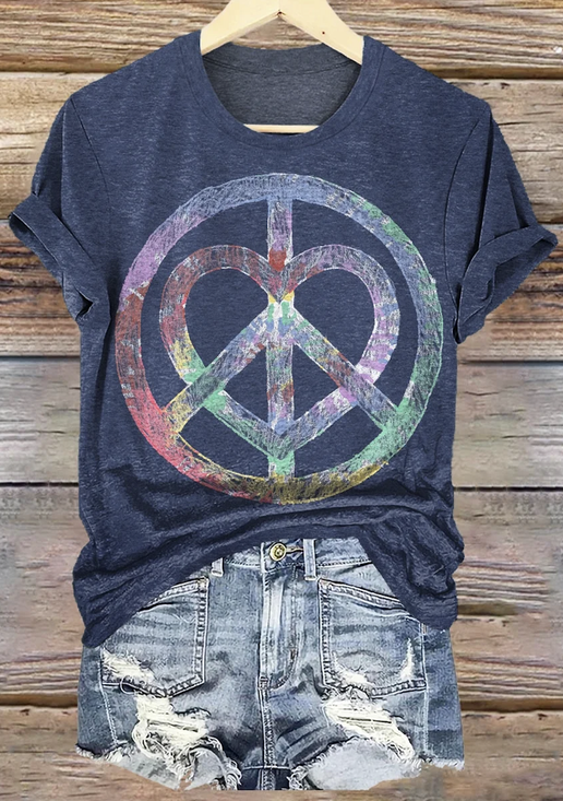 Retro Geometrisch Rundhals Kurzarm T-Shirt