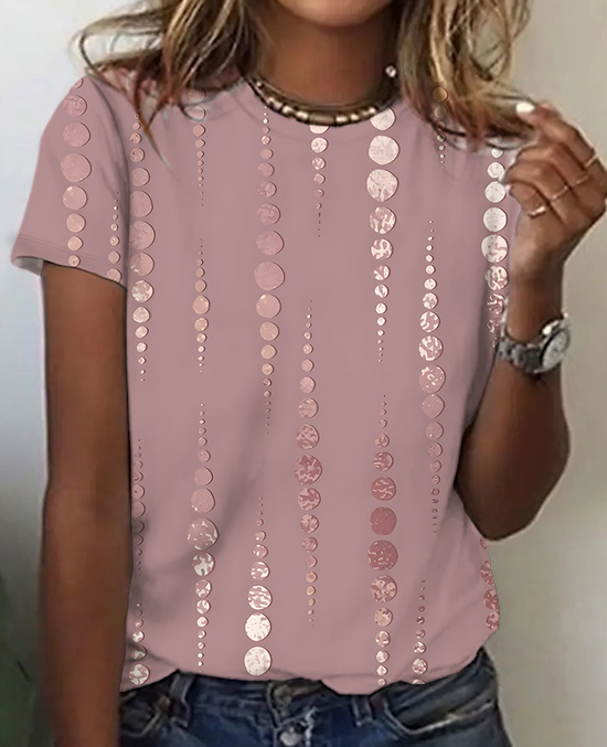 Lässig Polka Dots Rundhals Kurzarm T-Shirt
