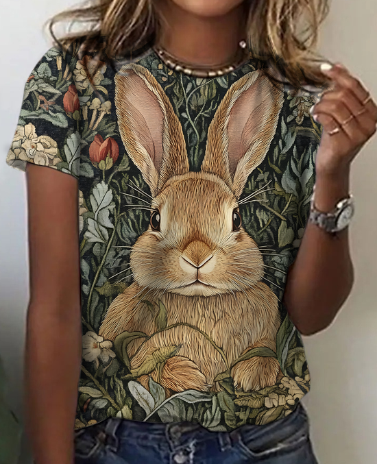 Lässig OSTERN (Kaninchen) Rundhals Kurzarm T-Shirt