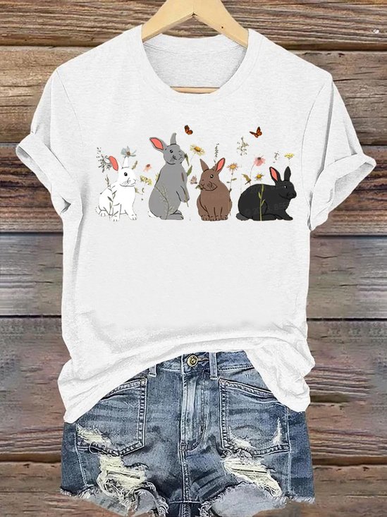 Lässig Tier Rundhals Kurzarm T-Shirt