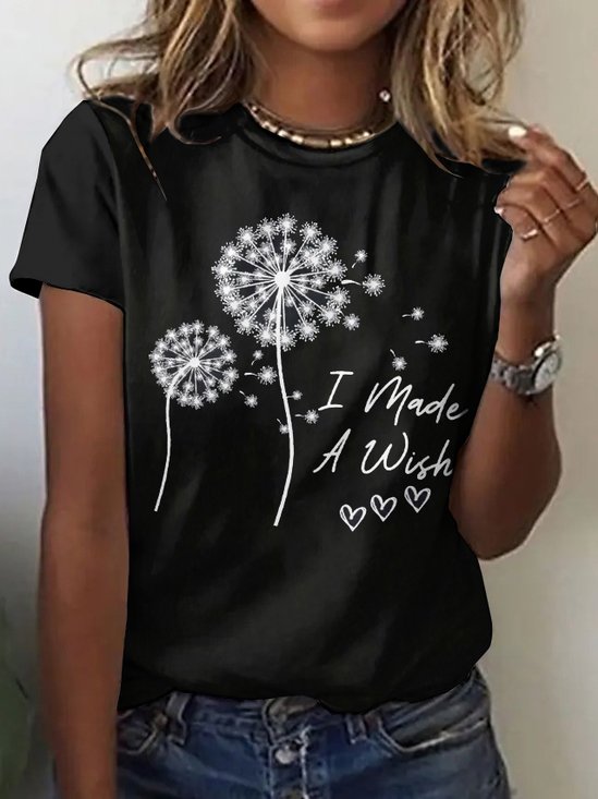 Lässig Geblümt Rundhals Kurzarm T-Shirt