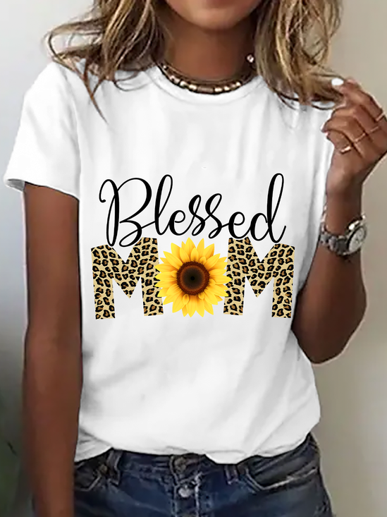 Lässig Textbriefe Rundhals Kurzarm T-Shirt
