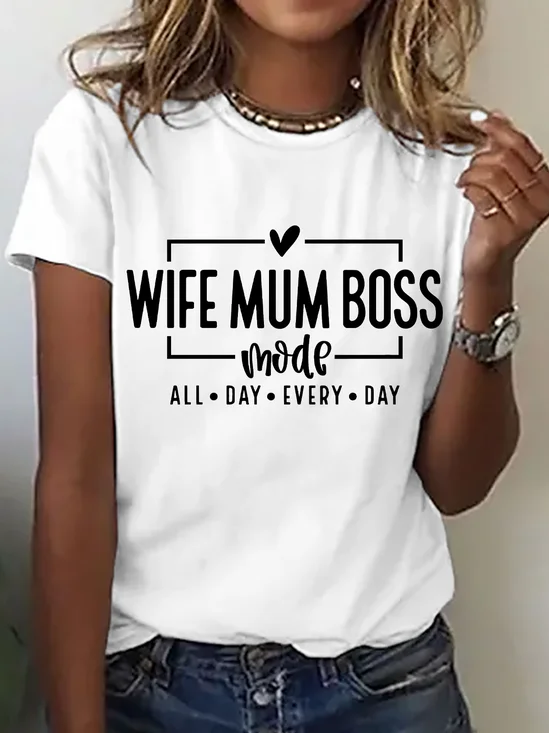 Lässig Textbriefe Rundhals Kurzarm T-Shirt